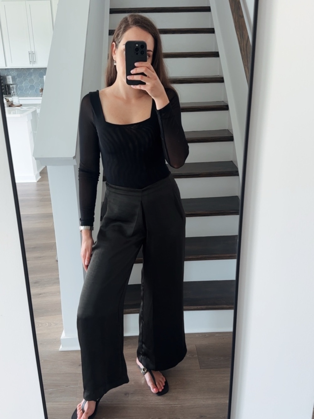 Industry Forest Green Silky Wide-Leg Women’s Pants High-Rise/ Small